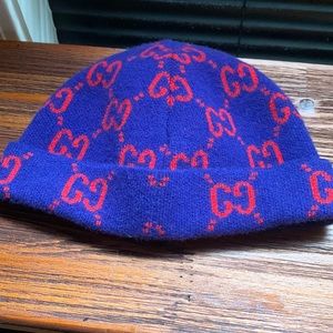 Gucci Wool GG Monogram Beanie Hat worn once size MEDIUM